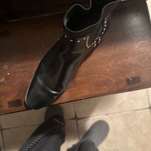Zara Black Studded Leather Boots